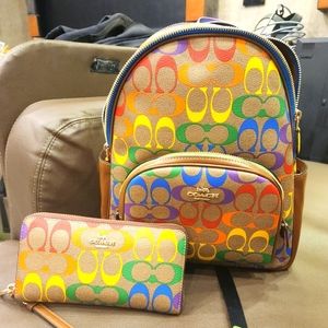 Coach rainbow colored back pack